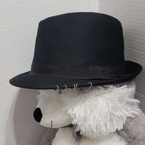 Elegant Black Fedora with Metal Accents Concept One Accessories Sz M/L Unisex
